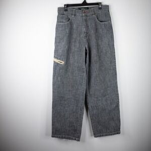 Clench dark Jeans Mens 34x32 Cyber Rave Denim Carpenter Utility Cargo Wide Baggy